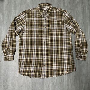 Carhartt Shirt Mens XL Tall Green/Brown‎ Button Front Flannel Relaxed Fit Heavy